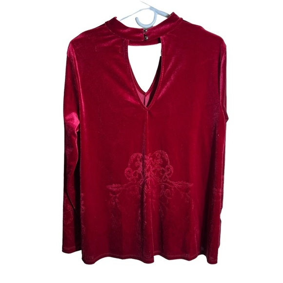 Fever Red Velour Keyhole Cut Out Tunic, Large - Picture 2 of 8
